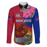 Personalised Haiti Battle of Vertieres Family Matching Mermaid Dress and Hawaiian Shirt The Haitian Revolution 220th Anniversary Polynesian Style LT03 Dad's Shirt - Long Sleeve Red - Polynesian Pride