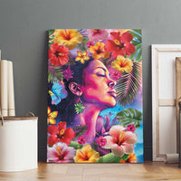 Polynesian Women Canvas Wall Art Tropical Plant - Vibrant Surreal Dreamscape Vibe