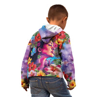Polynesian Women Kid Hoodie Tropical Plant - Vibrant Surreal Dreamscape Vibe