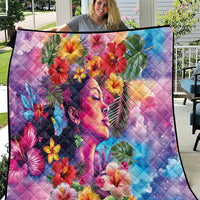 Polynesian Women Quilt Tropical Plant - Vibrant Surreal Dreamscape Vibe