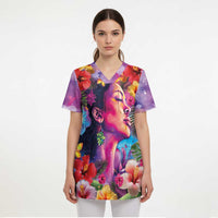 Polynesian Women Scrub Top Tropical Plant - Vibrant Surreal Dreamscape Vibe LT03 - Polynesian Pride