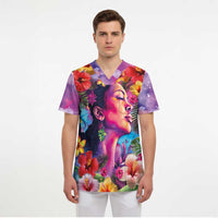 Polynesian Women Scrub Top Tropical Plant - Vibrant Surreal Dreamscape Vibe LT03 - Polynesian Pride
