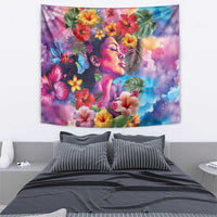 Polynesian Women Tapestry Tropical Plant - Vibrant Surreal Dreamscape Vibe