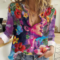 Polynesian Women Women Casual Shirt Tropical Plant - Vibrant Surreal Dreamscape Vibe