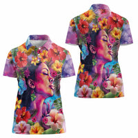 Polynesian Women Women Polo Shirt Tropical Plant - Vibrant Surreal Dreamscape Vibe