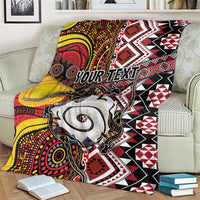 Personalised Aotearoa and Australia Together Blanket Koru and Kangaroo - Taniko with Aboriginal Motif LT03 - Polynesian Pride