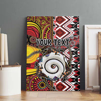 Personalised Aotearoa and Australia Together Canvas Wall Art Koru and Kangaroo - Taniko with Aboriginal Motif LT03 - Polynesian Pride