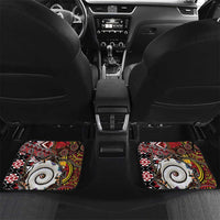 Personalised Aotearoa and Australia Together Car Mats Koru and Kangaroo - Taniko with Aboriginal Motif LT03 Set 2pcs - Back Black - Polynesian Pride