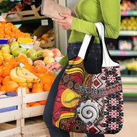 Personalised Aotearoa and Australia Together Grocery Bag Koru and Kangaroo - Taniko with Aboriginal Motif