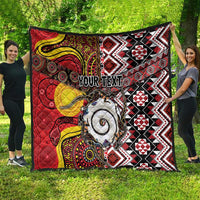 Personalised Aotearoa and Australia Together Quilt Koru and Kangaroo - Taniko with Aboriginal Motif