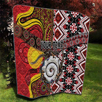 Personalised Aotearoa and Australia Together Quilt Koru and Kangaroo - Taniko with Aboriginal Motif