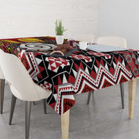 Personalised Aotearoa and Australia Together Tablecloth Koru and Kangaroo - Taniko with Aboriginal Motif LT03 - Polynesian Pride