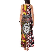 Personalised Aotearoa and Australia Together Tank Maxi Dress Koru and Kangaroo - Taniko with Aboriginal Motif LT03 - Polynesian Pride