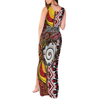 Personalised Aotearoa and Australia Together Tank Maxi Dress Koru and Kangaroo - Taniko with Aboriginal Motif LT03 - Polynesian Pride