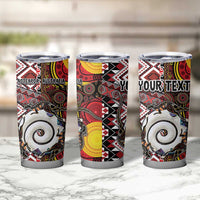 Personalised Aotearoa and Australia Together Tumbler Cup Koru and Kangaroo - Taniko with Aboriginal Motif LT03 - Polynesian Pride
