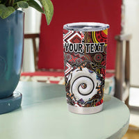 Personalised Aotearoa and Australia Together Tumbler Cup Koru and Kangaroo - Taniko with Aboriginal Motif LT03 - Polynesian Pride