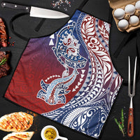 Hawaiian Manta Ray and Hammerhead Shark Tribal Tattoo Apron with Polynesian Tribal Pattern Hawaii Flag Color