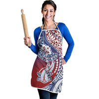 Hawaiian Manta Ray and Hammerhead Shark Tribal Tattoo Apron with Polynesian Tribal Pattern Hawaii Flag Color