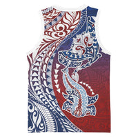 Hawaiian Manta Ray and Hammerhead Shark Tribal Tattoo Basketball Jersey with Polynesian Tribal Pattern Hawaii Flag Color