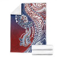 Hawaiian Manta Ray and Hammerhead Shark Tribal Tattoo Blanket with Polynesian Tribal Pattern Hawaii Flag Color LT03 - Polynesian Pride