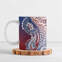 Hawaiian Manta Ray and Hammerhead Shark Tribal Tattoo Ceramic Mug with Polynesian Tribal Pattern Hawaii Flag Color LT03 Multicolor - Polynesian Pride