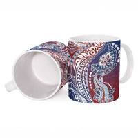 Hawaiian Manta Ray and Hammerhead Shark Tribal Tattoo Ceramic Mug with Polynesian Tribal Pattern Hawaii Flag Color LT03 - Polynesian Pride