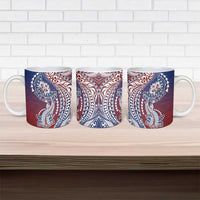 Hawaiian Manta Ray and Hammerhead Shark Tribal Tattoo Ceramic Mug with Polynesian Tribal Pattern Hawaii Flag Color LT03 - Polynesian Pride