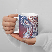 Hawaiian Manta Ray and Hammerhead Shark Tribal Tattoo Ceramic Mug with Polynesian Tribal Pattern Hawaii Flag Color LT03 - Polynesian Pride