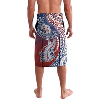 Hawaiian Manta Ray and Hammerhead Shark Tribal Tattoo Lavalava with Polynesian Tribal Pattern Hawaii Flag Color LT03 - Polynesian Pride