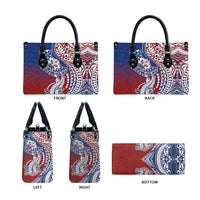 Hawaiian Manta Ray and Hammerhead Shark Tribal Tattoo Leather Bag with Polynesian Tribal Pattern Hawaii Flag Color LT03 - Polynesian Pride