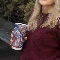 Hawaiian Manta Ray and Hammerhead Shark Tribal Tattoo Tumbler Cup with Polynesian Tribal Pattern Hawaii Flag Color