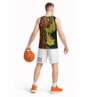 Hawaiian Manta Ray and Hammerhead Shark Tribal Tattoo Basketball Jersey with Polynesian Tribal Pattern Kanaka Maoli Flag Color