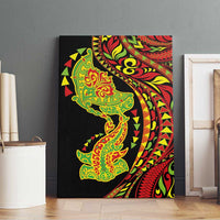Hawaiian Manta Ray and Hammerhead Shark Tribal Tattoo Canvas Wall Art with Polynesian Tribal Pattern Kanaka Maoli Flag Color