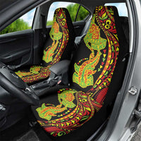 Hawaiian Manta Ray and Hammerhead Shark Tribal Tattoo Car Seat Cover with Polynesian Tribal Pattern Kanaka Maoli Flag Color