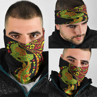 Hawaiian Manta Ray and Hammerhead Shark Tribal Tattoo Neck Gaiter with Polynesian Tribal Pattern Kanaka Maoli Flag Color