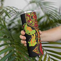 Hawaiian Manta Ray and Hammerhead Shark Tribal Tattoo Skinny Tumbler with Polynesian Tribal Pattern Kanaka Maoli Flag Color