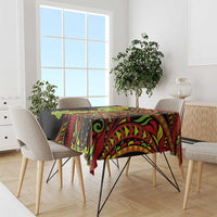 Hawaiian Manta Ray and Hammerhead Shark Tribal Tattoo Tablecloth with Polynesian Tribal Pattern Kanaka Maoli Flag Color