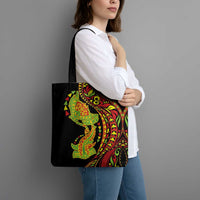 Hawaiian Manta Ray and Hammerhead Shark Tribal Tattoo Tote Bag with Polynesian Tribal Pattern Kanaka Maoli Flag Color