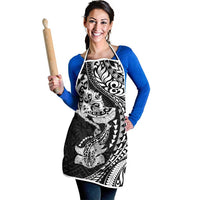 Hawaiian Manta Ray and Hammerhead Shark Tribal Tattoo Apron with Polynesian Tribal Pattern Black-White Color LT03 - Polynesian Pride