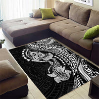 Hawaiian Manta Ray and Hammerhead Shark Tribal Tattoo Area Rug with Polynesian Tribal Pattern Black-White Color LT03 - Polynesian Pride