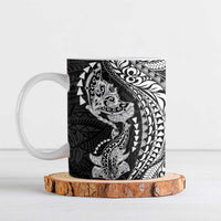 Hawaiian Manta Ray and Hammerhead Shark Tribal Tattoo Ceramic Mug with Polynesian Tribal Pattern Black-White Color LT03 Multicolor - Polynesian Pride