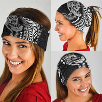 Hawaiian Manta Ray and Hammerhead Shark Tribal Tattoo Neck Gaiter with Polynesian Tribal Pattern Black-White Color LT03 - Polynesian Pride