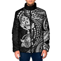 Hawaiian Manta Ray and Hammerhead Shark Tribal Tattoo Padded Jacket with Polynesian Tribal Pattern Black-White Color LT03 Men Multicolor - Polynesian Pride