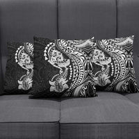 Hawaiian Manta Ray and Hammerhead Shark Tribal Tattoo Pillow Cover with Polynesian Tribal Pattern Black-White Color LT03 - Polynesian Pride