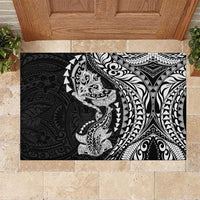 Hawaiian Manta Ray and Hammerhead Shark Tribal Tattoo Rubber Doormat with Polynesian Tribal Pattern Black-White Color LT03 Multicolor - Polynesian Pride