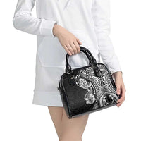 Hawaiian Manta Ray and Hammerhead Shark Tribal Tattoo Shoulder Handbag with Polynesian Tribal Pattern Black-White Color LT03 - Polynesian Pride