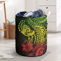 Hawaiian Manta Ray and Hammerhead Shark Tribal Tattoo Laundry Basket with Polynesian Tribal Pattern Reggae Style LT03 Multicolor - Polynesian Pride