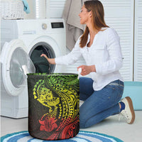 Hawaiian Manta Ray and Hammerhead Shark Tribal Tattoo Laundry Basket with Polynesian Tribal Pattern Reggae Style LT03 - Polynesian Pride