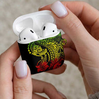 Hawaiian Manta Ray and Hammerhead Shark Tribal Tattoo AirPods Case with Polynesian Tribal Pattern Reggae Style