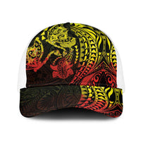 Hawaiian Manta Ray and Hammerhead Shark Tribal Tattoo Baseball Net Cap with Polynesian Tribal Pattern Reggae Style LT03 One Size White Multicolor - Polynesian Pride